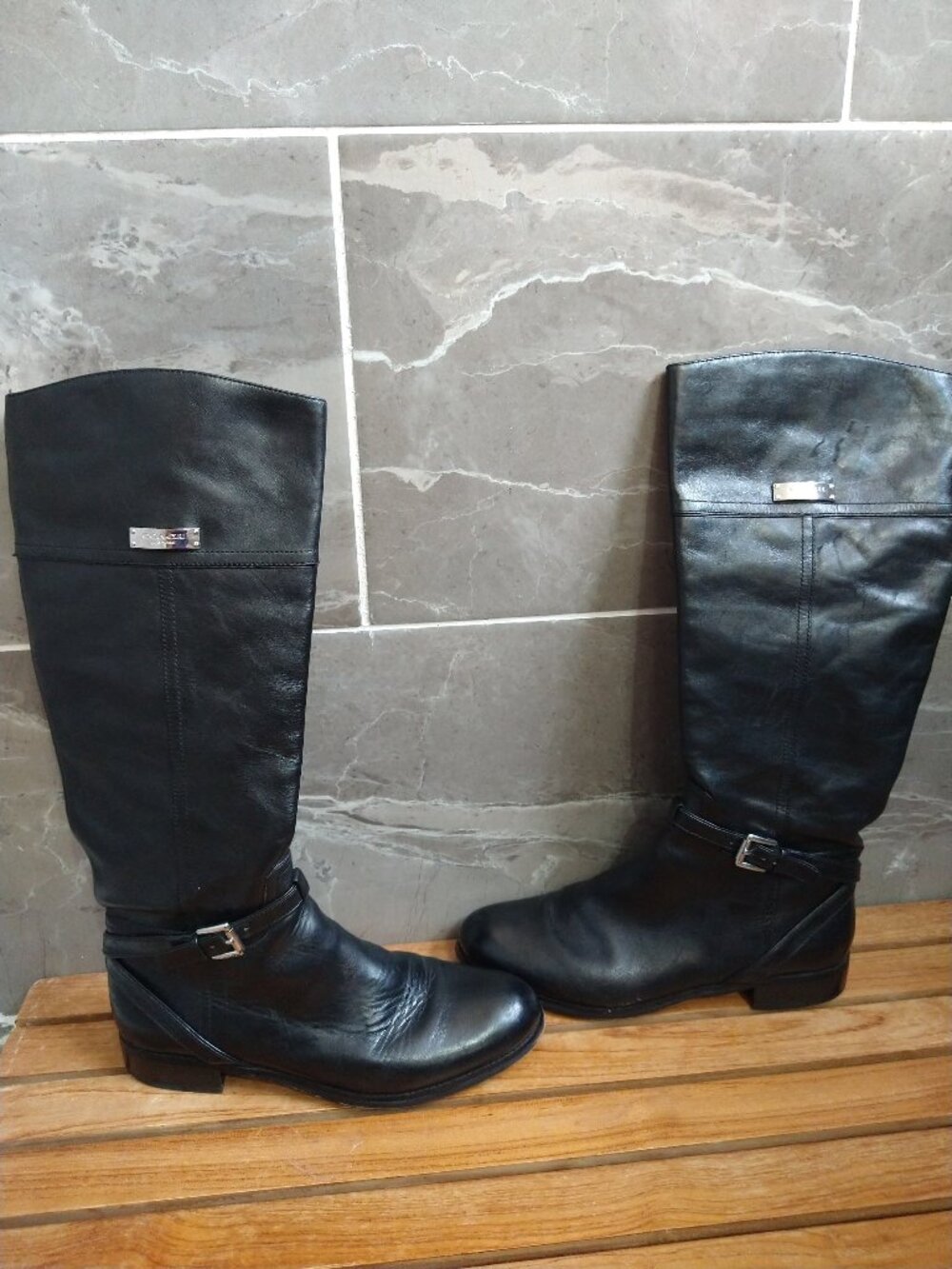 Coach "Rilee" Leather Riding Boots in Black (Style G4592, Size 10 B)